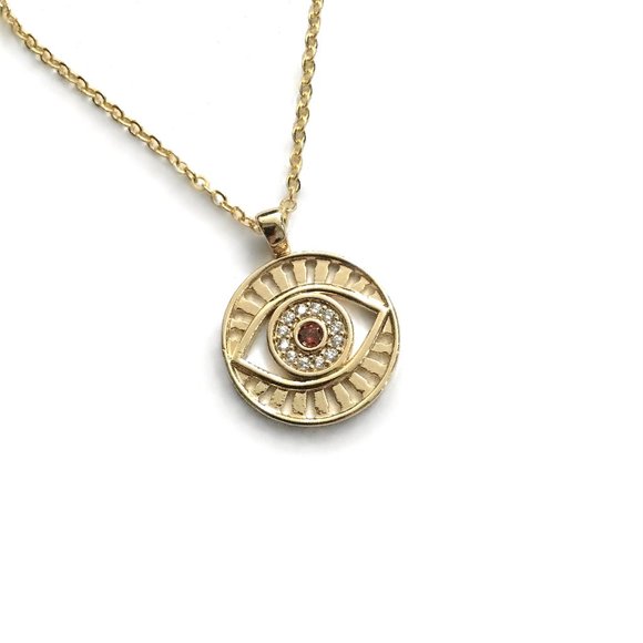 Evil eye Sparkly Cubic Zirconia Pendant Necklace - Picture 3 of 4